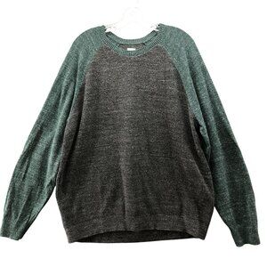 Gap Textured Colorblock Sweater Mens XL Cotton Blend Crewneck Green Gray
